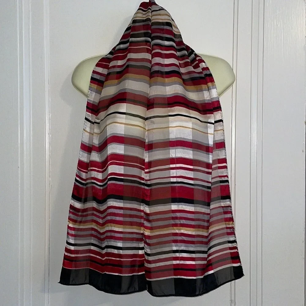 ‎Echo black, white & red striped scarf